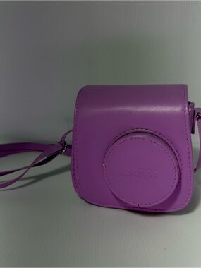 Instax Purple Camera w/Faux Leather Case & Strap